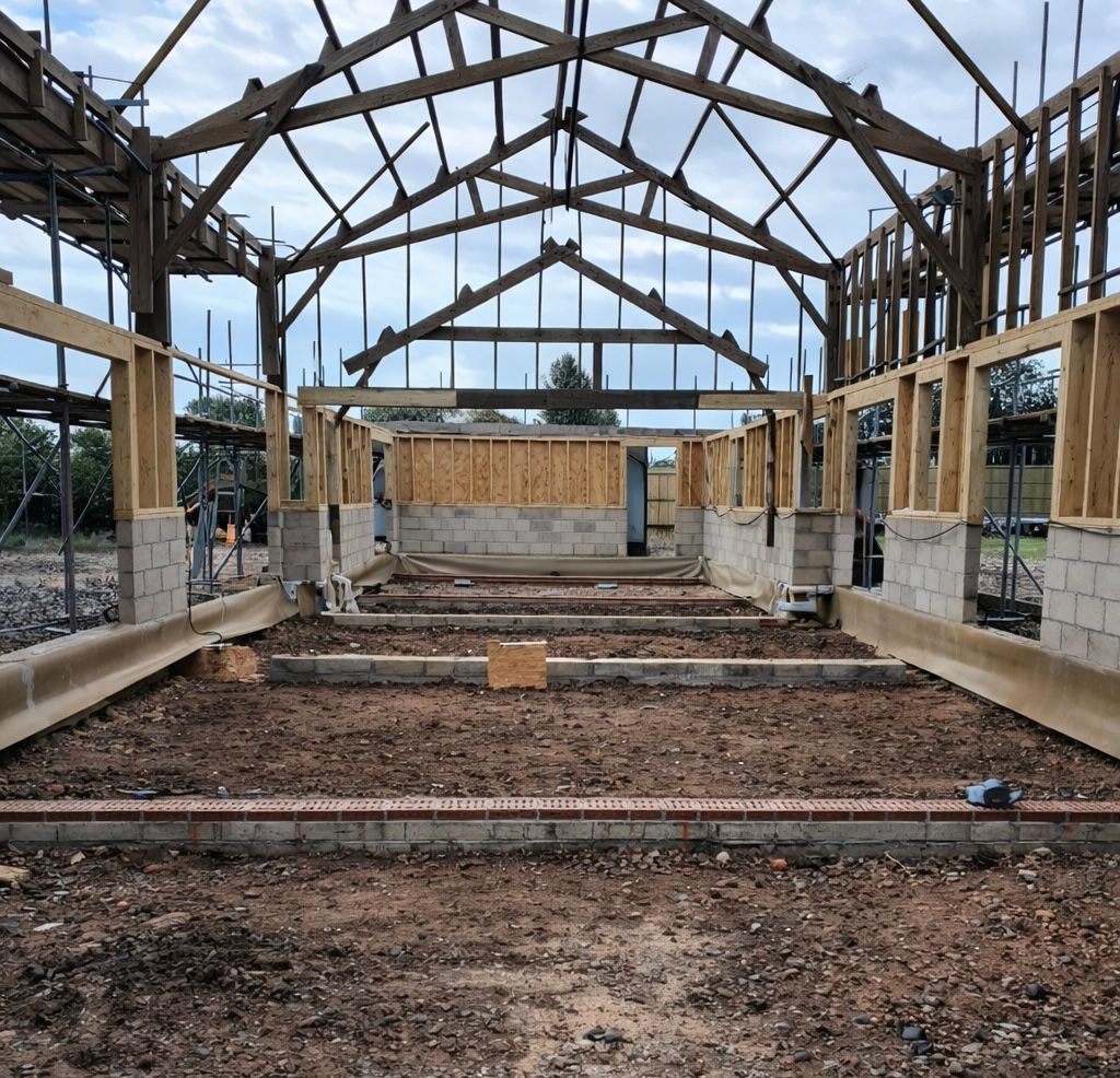New build timber frame and blockwork structure, Essex